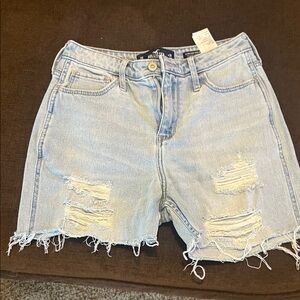 Hollister Women's Faded Blue Ripped Jean Shorts